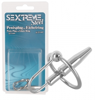 Sextreme Steel Penisplug mit Eichelring 28mm