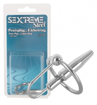 Sextreme Steel Penisplug mit Eichelring 30mm